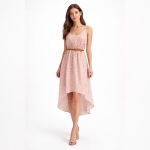 Romantic Polka Dot High-Low Midi Dress Coquette Summer